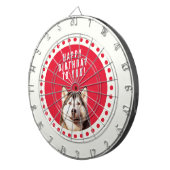 Schattigee Siberische Husky Dog Happy Birthday Dartbord (Voorkant Rechts)