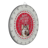 Schattigee Siberische Husky Dog Happy Birthday Dartbord (Voorkant Links)