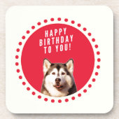 Schattigee Siberische Husky Dog Happy Birthday Drankjes Onderzetter (Voorkant)