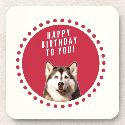 Schattigee Siberische Husky Dog Happy Birthday Drankjes Onderzetter (Voorkant)