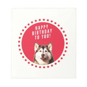 Schattigee Siberische Husky Dog Happy Birthday Notitieblok