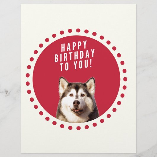 Schattigee Siberische Husky Dog Happy Birthday Persoonlijk Briefhoofd (Voorkant)