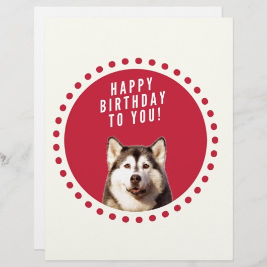 Schattigee Siberische Husky Dog Happy Birthday Persoonlijk Briefhoofd (Voorkant / Achterkant)