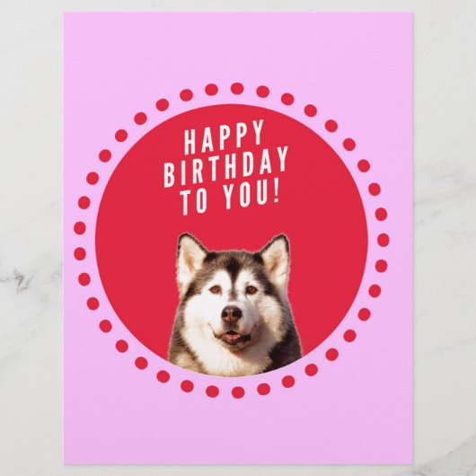 Schattigee Siberische Husky Dog Wishing Happy Birt Briefhoofd (Voorkant)