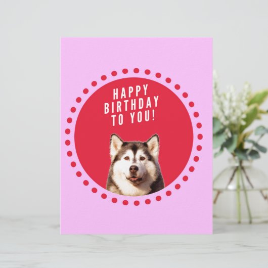 Schattigee Siberische Husky Dog Wishing Happy Birt Briefhoofd (Staand voorkant)