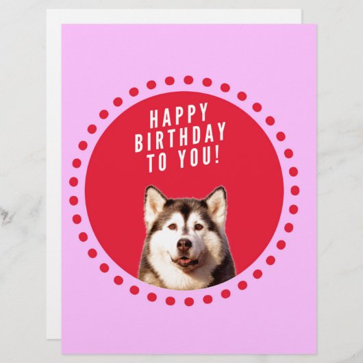 Schattigee Siberische Husky Dog Wishing Happy Birt Briefhoofd (Voorkant / Achterkant)