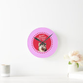 Schattigee Siberische Husky Dog Wishing Happy Birt Ronde Klok (Huis)