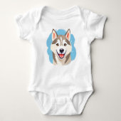 Schattigee Siberische Husky Dog Wolf Funny huskies Romper (Voorkant)