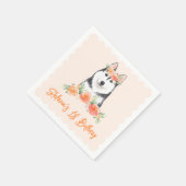 Schattigee Siberische Husky en perzikbloemen Verja Servet (Hoek)