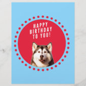 Schattigee Siberische Husky Happy Birthday blauw r Briefhoofd (Voorkant)