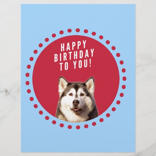 Schattigee Siberische Husky Happy Birthday blauw r Briefhoofd (Voorkant)