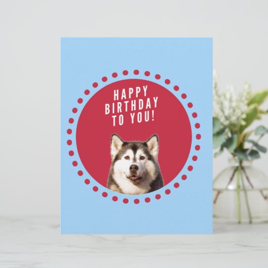 Schattigee Siberische Husky Happy Birthday blauw r Briefhoofd (Staand voorkant)