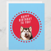 Schattigee Siberische Husky Happy Birthday blauw r Briefhoofd (Voorkant / Achterkant)