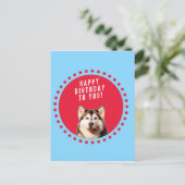 Schattigee Siberische Husky Happy Birthday blauw r Briefkaart (Staand voorkant)