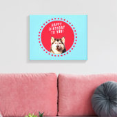 Schattigee Siberische Husky Happy Birthday blauw r Canvas Afdruk (Insitu (Woonkamer))