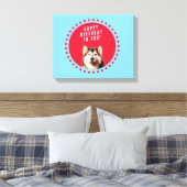 Schattigee Siberische Husky Happy Birthday blauw r Canvas Afdruk (Insitu (Slaapkamer))