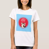Schattigee Siberische Husky Happy Birthday blauw r T-shirt (Voorkant)