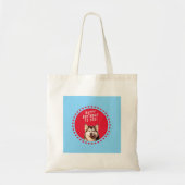 Schattigee Siberische Husky Happy Birthday blauw r Tote Bag (Voorkant)
