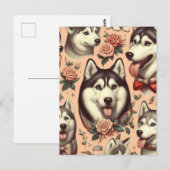 Schattigee  Siberische Husky Illustratie Briefkaart (Voorkant / Achterkant)
