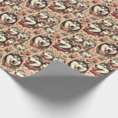 Schattigee  Siberische Husky Illustratie Cadeaupapier (Hoek)