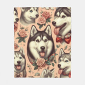 Schattigee  Siberische Husky Illustratie Fleece Deken (Voorkant)