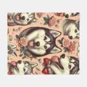 Schattigee  Siberische Husky Illustratie Fleece Deken (Voorkant (Horizontaal))