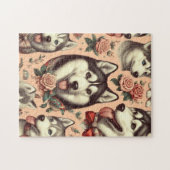 Schattigee Siberische Husky Illustratie Legpuzzel (Horizontaal)