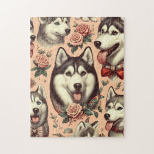Schattigee Siberische Husky Illustratie Legpuzzel