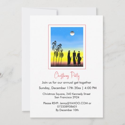 Schattigee silhouet wijze mannen, wit blauw Kerst Kaart (Voorkant)