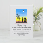 Schattigee silhouet wijze mannen, wit blauw Kerst Kaart (Staand voorkant)