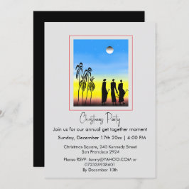 Schattigee silhouet wijze mannen, wit blauw Kerst Kaart