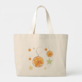 Schattigee Sinaasappels en sterren op beige Grote Tote Bag (Achterkant)