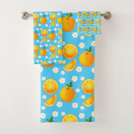 Schattigee sinaasappels en witte bloemen bad handdoek