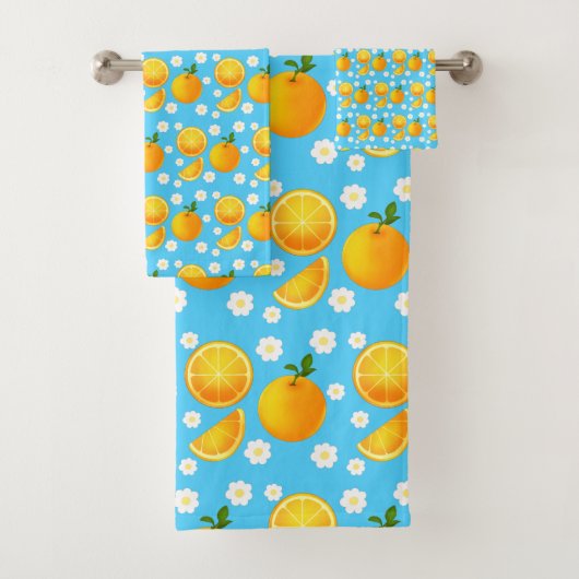 Schattigee sinaasappels en witte bloemen bad handdoek (Insitu)