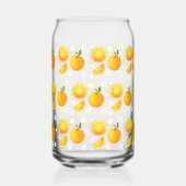 Schattigee sinaasappels en witte bloemen blikvorm glas (Achterkant)