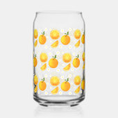 Schattigee sinaasappels en witte bloemen blikvorm glas (Links)