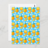 Schattigee sinaasappels en witte bloemen briefkaart (Voorkant / Achterkant)