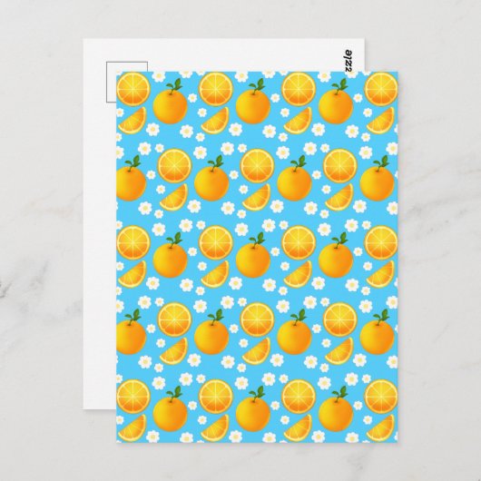 Schattigee sinaasappels en witte bloemen briefkaart (Voorkant / Achterkant)