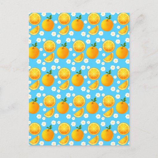 Schattigee sinaasappels en witte bloemen briefkaart (Voorkant)