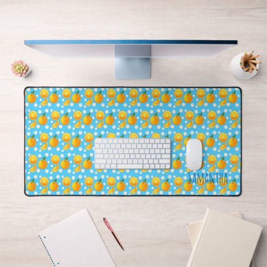 Schattigee sinaasappels en witte bloemen bureaumat (Kantoor 1)