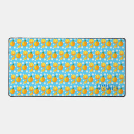 Schattigee sinaasappels en witte bloemen bureaumat