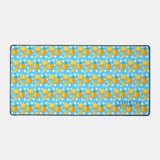 Schattigee sinaasappels en witte bloemen bureaumat (Voorkant)