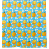 Schattigee sinaasappels en witte bloemen douchegordijn (Voorkant)