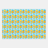 Schattigee sinaasappels en witte bloemen inpakpapier vel (Voorkant 3)