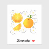 Schattigee sinaasappels en witte bloemen sticker (Vel)