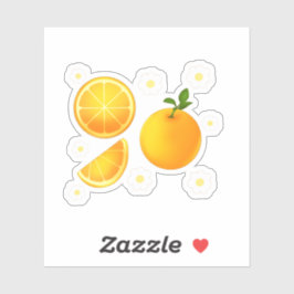 Schattigee sinaasappels en witte bloemen sticker
