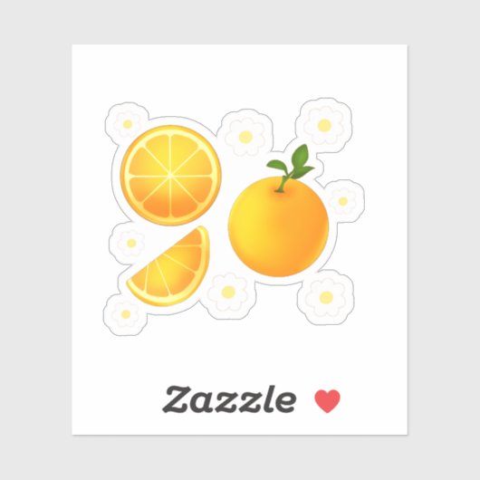 Schattigee sinaasappels en witte bloemen sticker (Vel)