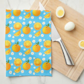 Schattigee sinaasappels en witte bloemen theedoek (Quarter Fold)