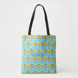 Schattigee sinaasappels en witte bloemen tote bag