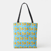 Schattigee sinaasappels en witte bloemen tote bag (Achterkant)